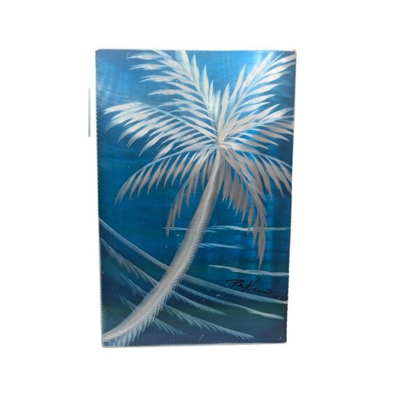 Tropical Palm Tree Metal Wall Art Set - Signed By Artist  Pete Koza- 12" x 8" - - Picture 4 of 11
